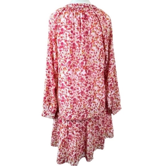 J. CREW Long Sleeve Floral Mini Dress w/Ruffle
Bottom, Keyhole Tie Neck, Size S. - Picture 2 of 8